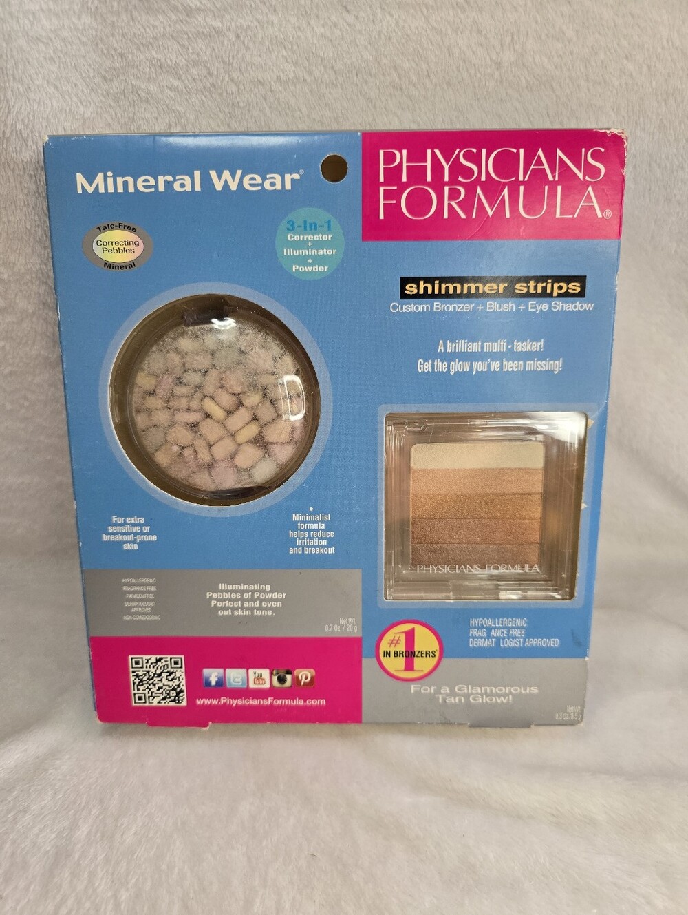 Physicians Formula Shimmer Strips and Mineral Correcting Pebbles Set New in Box